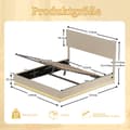 Miniatyrbillede 4 af 11: Dobbeltseng 160x200 cm med opbevaring – LED fløjl sengeramme med USB-opladning, sengegavl og sengeskuffer – Beige