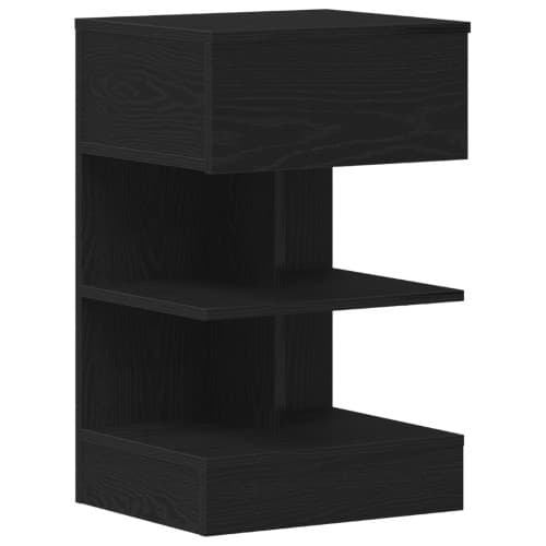 Sängbord svart ek 40x35x65 cm konstruerat trä