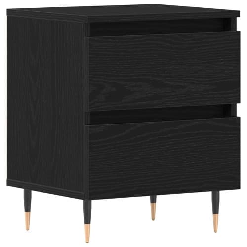 Sängbord svart ek 40x35x50 cm konstruerat trä