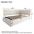 Miniatyrbillede 4 af 10: Daybed 90x200 cm i beige velour med hydraulisk opbevaring – sengeramme med lamelbund til børn og teenagere, uden madras