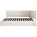 Miniatyrbillede 5 af 10: Daybed 90x200 cm i beige velour med hydraulisk opbevaring – sengeramme med lamelbund til børn og teenagere, uden madras