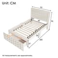 Miniatyrbillede 4 af 11: Enkeltseng 90x190 cm i massivt træ med lamelbund, blokdesign og opbevaring – tremmeseng med skuffer under sengen, beige