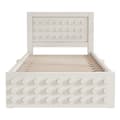 Miniatyrbillede 5 af 11: Enkeltseng 90x190 cm i massivt træ med lamelbund, blokdesign og opbevaring – tremmeseng med skuffer under sengen, beige