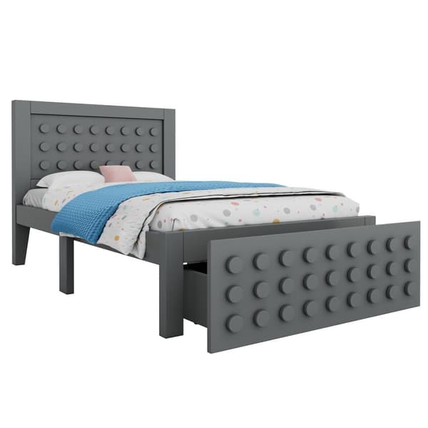 Yhden hengen puusänky 90x200 cm lapsille ja nuorille, massiivipuinen sängynrunko sälepohjalla, laatikot ja säilytystila sängyn alla, harmaa