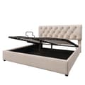 Miniatyrbillede 7 af 11: Dobbeltseng 160x200 cm med hydraulisk opbevaring – Justerbar sengegavl, moderne sengeramme i naturfarve med metalramme og lamelramme