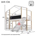 Pikkukuva 4 / 11: Cabane kerrossänky 90x200cm - tikkailla ja liukumäellä - mäntyrunko - valkoinen