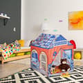 Miniatyrbild 5 av 6: Relaxdays Lektält Polisstation bilhund 3 år, tyg HxBxD: 102 x 72 x 95 cm, blå-röd