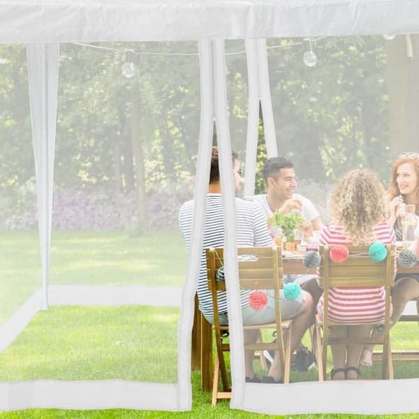 Relaxdays Myggnät för pergola 3 x 3 m, 2 sidopartier, dragkedja, rem, 12 m, XL, vit