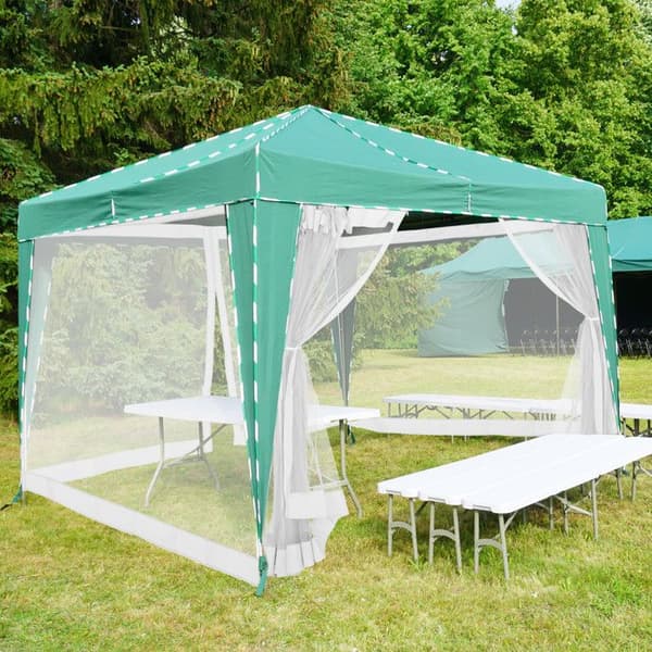 Relaxdays Myggnät för pergola 3 x 3 m, 2 sidopartier, dragkedja, rem, 12 m, XL, vit