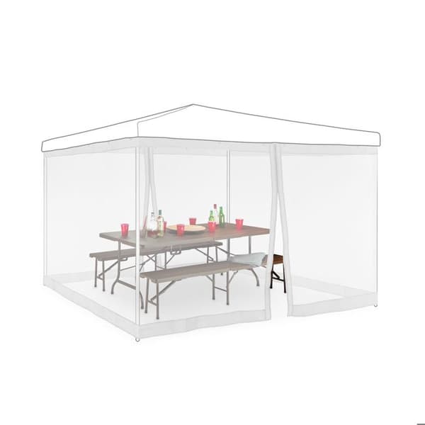 Relaxdays Myggnät för pergola 3 x 3 m, 2 sidopartier, dragkedja, rem, 12 m, XL, vit