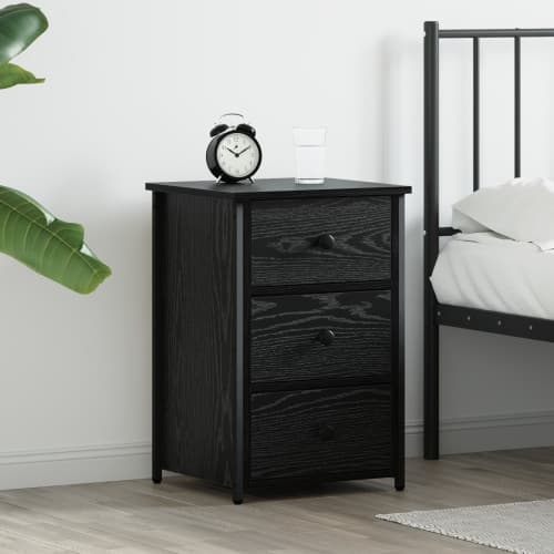Svart Ek Sängbord Svart Ek MDF, Metall Kompakt Svart Ek Sängbord