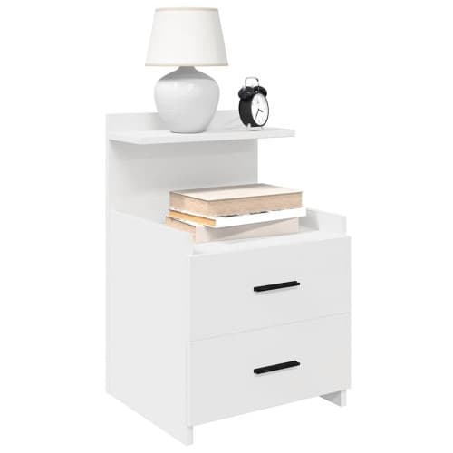 Sängbord 2 st med 2 lådor vita 40x36,5x62 cm