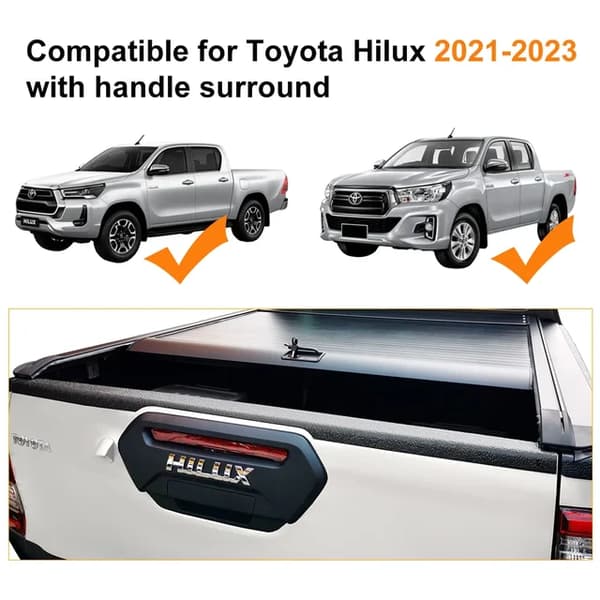 Toyota Hilux Revo Bagklapdæksel, Mat Sort Finish, Bagbeskyttelsesstrimmel, 2021-2023