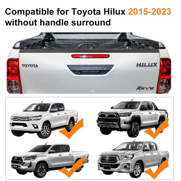 Toyota Hilux Revo Bagklapdæksel, Mat Sort Finish, Bagbeskyttelsesstrimmel, 2015-2023