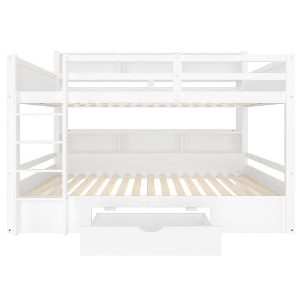 Våningssäng för barn 2x90x200cm - med en låda och fack - vit
