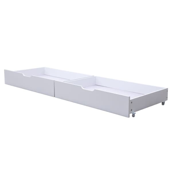 Pyörillä varustetut sänkylaatikot 93x66,5 cm – 2 MDF-säilytyslaatikkoa sängyn alle – valkoinen (vain laatikot)