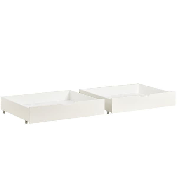 Sengeskuffer med hjul 93x66,5 cm – 2 MDF opbevaringsbokse til under sengen – hvid (kun skuffer)