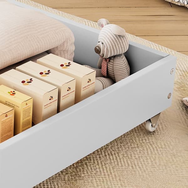 Sengeskuffer med hjul 93x66,5 cm – 2 MDF opbevaringsbokse til under sengen – hvid (kun skuffer)