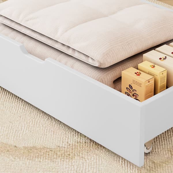 Sengeskuffer med hjul 93x66,5 cm – 2 MDF opbevaringsbokse til under sengen – hvid (kun skuffer)