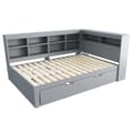 Pikkukuva 6 / 9: Vuodesohva 140x200 cm, ulosvedettävä sänky 90x190, USB-liitäntä ja useita säilytyslokeroita - massiivipuu, parivuode, harmaa