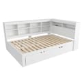 Pikkukuva 8 / 10: Vuodesohva 140x200 cm, ulosvedettävä sänky 90x190, USB-liitäntä ja useita säilytyslokeroita - massiivipuu, parivuode, valkoinen