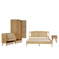 Miniatyrbillede 4 af 11: Soveværelsesmøbelsæt 4 dele – Rattan seng 160x200 cm med natbord, kommode og garderobeskab, dobbeltseng i fyrretræ og spånplade, natur