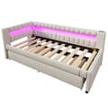Pikkukuva 6 / 11: Sohvasänky 90x200 cm – ulosvedettävä sänky LED-valolla, USB & Type-C, ilman patjaa – beige