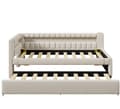 Pikkukuva 7 / 11: Sohvasänky 90x200 cm – ulosvedettävä sänky LED-valolla, USB & Type-C, ilman patjaa – beige