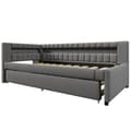 Miniatyrbillede 6 af 10: Daybed 90x200 cm – udtræksseng med LED-lys, USB & Type-C, uden madras – grå