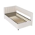 Miniatyrbillede 5 af 11: Multifunktionel L-formet fløjl sovesofa 90/180x200 - udtræksseng, pladsbesparende seng til børneværelse eller gæsteværelse - Beige