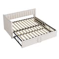 Miniatyrbillede 8 af 11: Multifunktionel L-formet fløjl sovesofa 90/180x200 - udtræksseng, pladsbesparende seng til børneværelse eller gæsteværelse - Beige
