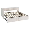 Miniatyrbillede 9 af 11: Multifunktionel L-formet fløjl sovesofa 90/180x200 - udtræksseng, pladsbesparende seng til børneværelse eller gæsteværelse - Beige
