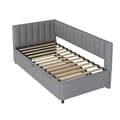 Miniatyrbild 6 av 11: Multifunktionell L-formad bäddsoffa 90/180x200 i sammet – utdragbar, platsbesparande säng för barnrum eller gästrum - Grå