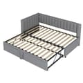 Miniatyrbild 7 av 11: Multifunktionell L-formad bäddsoffa 90/180x200 i sammet – utdragbar, platsbesparande säng för barnrum eller gästrum - Grå