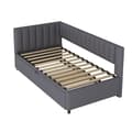 Miniatyrbild 7 av 11: Multifunktionell L-formad bäddsoffa 90/180x200 i sammet – utdragbar, platsbesparande säng för barnrum och gästrum - Grå