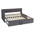 Miniatyrbild 8 av 11: Multifunktionell L-formad bäddsoffa 90/180x200 i sammet – utdragbar, platsbesparande säng för barnrum och gästrum - Grå