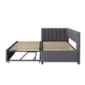 Miniatyrbild 9 av 11: Multifunktionell L-formad bäddsoffa 90/180x200 i sammet – utdragbar, platsbesparande säng för barnrum och gästrum - Grå