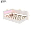 Miniatyrbild 5 av 11: Polstersäng 140x200 i sammet – bäddsoffa med LED-belysning, USB-laddare, ryggstöd, huvudgavel och stabil ram - Beige