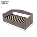 Miniatyrbillede 5 af 11: Polstret sovesofa 90x200 med hydraulisk opbevaring, lamelbund, armlæn og stribet fløjl – multifunktionel enkeltseng grå