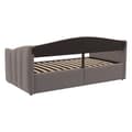 Miniatyrbillede 9 af 11: Polstret sovesofa 90x200 med hydraulisk opbevaring, lamelbund, armlæn og stribet fløjl – multifunktionel enkeltseng grå