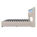 Miniatyrbillede 7 af 11: Polstret seng 180x200 cm – LED-belysning, USB-stik, sengegavl opbevaring, hydraulikrum – Beige