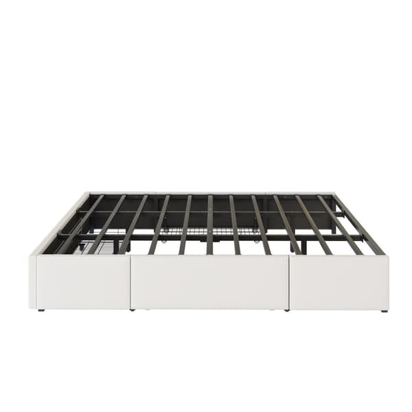 Sängynrunko 180x200 laatikoilla - PU-nahka ilman sängynpäätyä, LED-nauha, metallirunko - beige