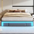 Miniatyrbillede 1 af 11: Sengeramme 180x200 med skuffer - PU læder uden sengegavl, LED Strip, Metal Ramme til moderne soveværelser - Grå