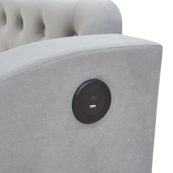 Sovesofa 90/180x190 cm – brede armlæn med USB, opbevaring, aftagelige lommer, lamelbund, fløjlsgrå