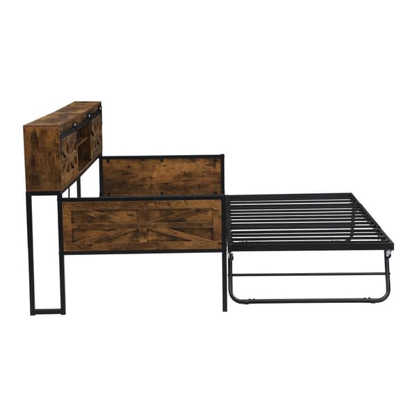 Vuodesohva 90x200 cm – jatkettava, useita säilytyslokeroita, pistorasia, rautarunko, yhden hengen sänky, musta/ruskea