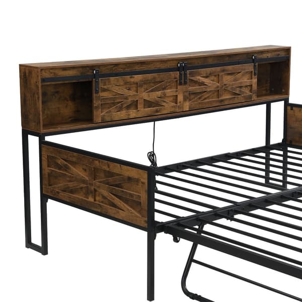 Vuodesohva 90x200 cm – jatkettava, useita säilytyslokeroita, pistorasia, rautarunko, yhden hengen sänky, musta/ruskea