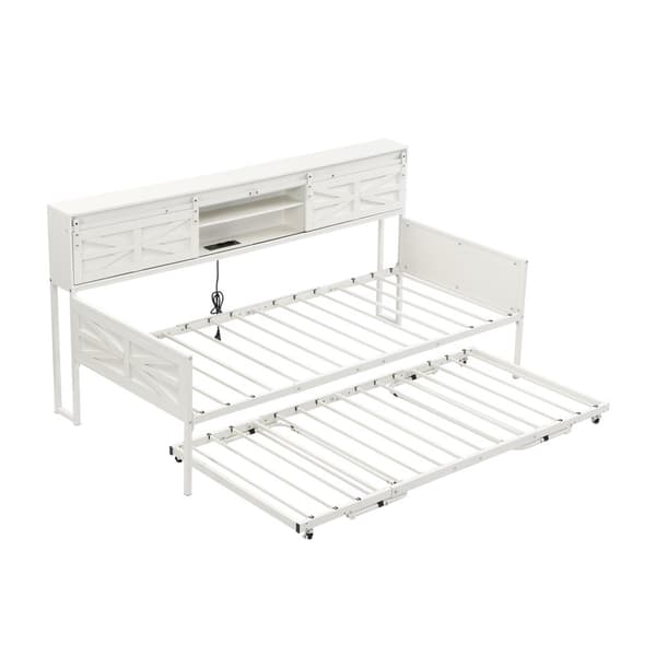 Vuodesohva 90x200 cm – jatkettavissa, useita säilytyslokeroita, pistorasia, rautarunko, yhden hengen sänky, teinisänky, valkoinen