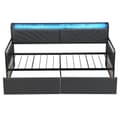Pikkukuva 4 / 11: Eisen vuodesohva 90x200 cm LED-valaistuksella, hyllyt, laatikot ja pistorasiat, yhden hengen silitysrauta, nuorisosänky, musta