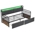 Pikkukuva 6 / 11: Eisen vuodesohva 90x200 cm LED-valaistuksella, hyllyt, laatikot ja pistorasiat, yhden hengen silitysrauta, nuorisosänky, musta