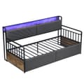 Pikkukuva 8 / 11: Eisen vuodesohva 90x200 cm LED-valaistuksella, hyllyt, laatikot ja pistorasiat, yhden hengen silitysrauta, nuorisosänky, musta